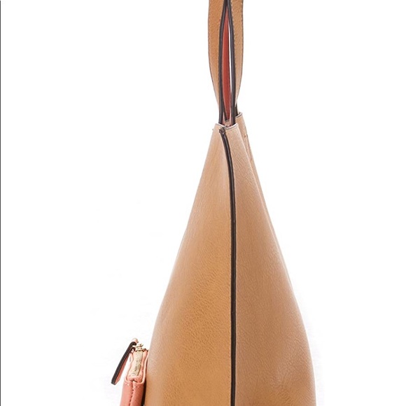 Overbrooke Reversible Tote Bag Vegan Leather Womens Shoulder Tote with Wristlet - Picture 3 of 7